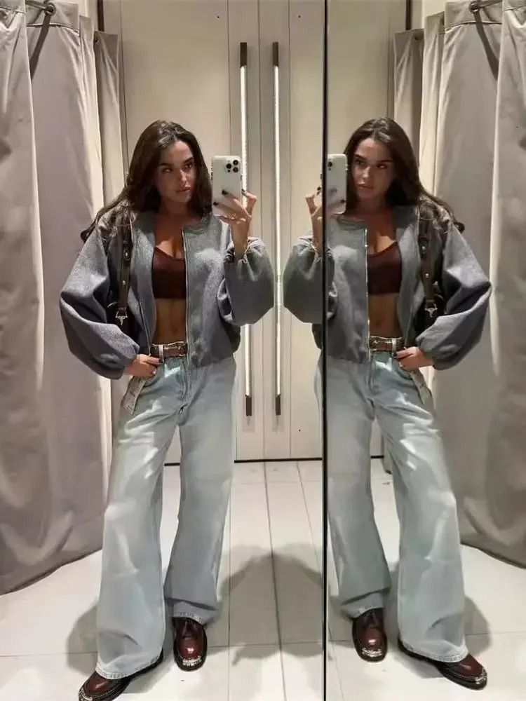 Womens Fashion Autumn Winter Jacket Retro Round Neck Long Sleeve Elastic Hemp Zipper Soft Bomber Coat 241206