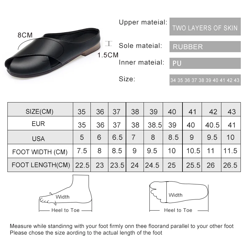AIYUQI Slippers Women Summer Outer Wear Genuine Leather Closed Toe Women Slippers Large Size Non-slip Slippers for Women