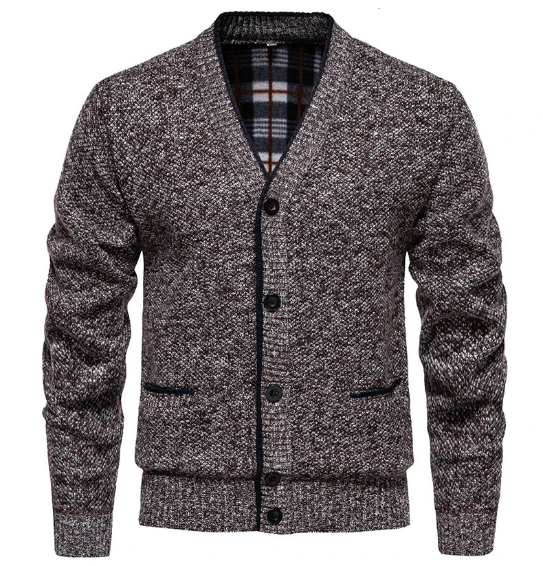 Spring and autumn mens knitted clothes hanger collar straight tube type thick warm wool cardigan casual sweater size 3XL 241206