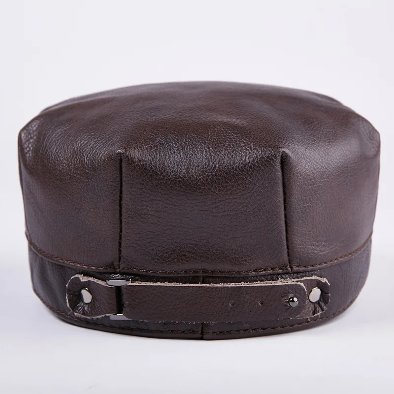 100% genuine leather cap mens baseball cap adult winter warm leather cap adjustable earring cap Years gift B-7202 241206