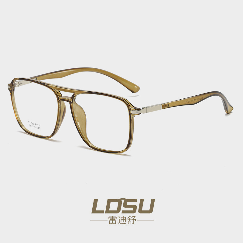 TR Large Frame Double Beam Spectacle Glasses - Fashionable Flat Street Shooting Eyewear for Men & Women (Model 8120)