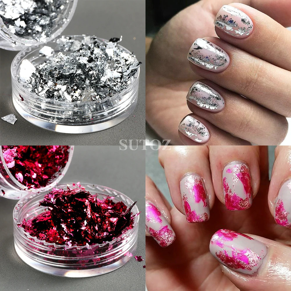 3D Irregular Gold Foil Flakes Nail Art Sequins Silver Glitter Aluminum Flakes Shiny Decor Manicure Materials NT10G-JB01 241206