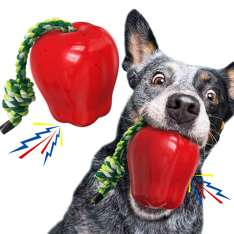 Pet leakage food ball dog teething indoor apple toys dog teething bite can not be broken venting bite-resistant toys