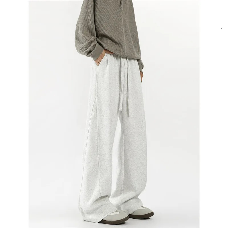 TRSYPHXM American High Street Casual Mens Wear 2024 Spring and Autumn Loose Sports Sweater Straight Leg Pants 241206