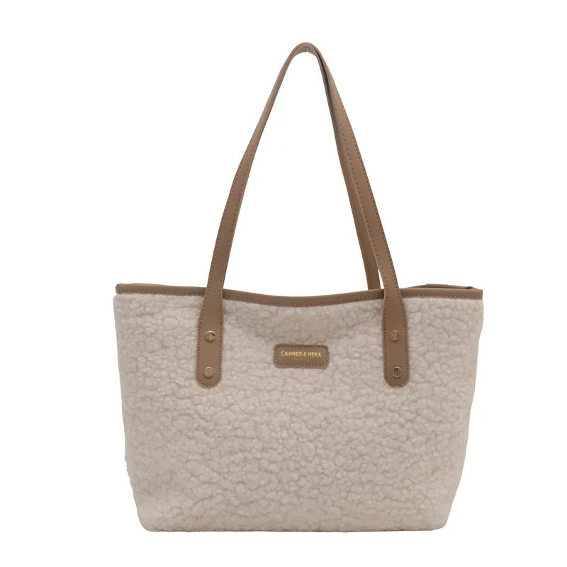 Autumn/Winter Commuting Mao Portable Handbag Fashion Edition Shoulder Bag Large Capacity Plush Bag 241205