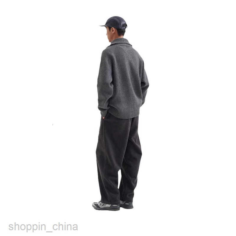 Men's Sweaters Half high collar zipper sweater for men spring and autumn clean fit high-end style loose fitting grey knit sweater jacket