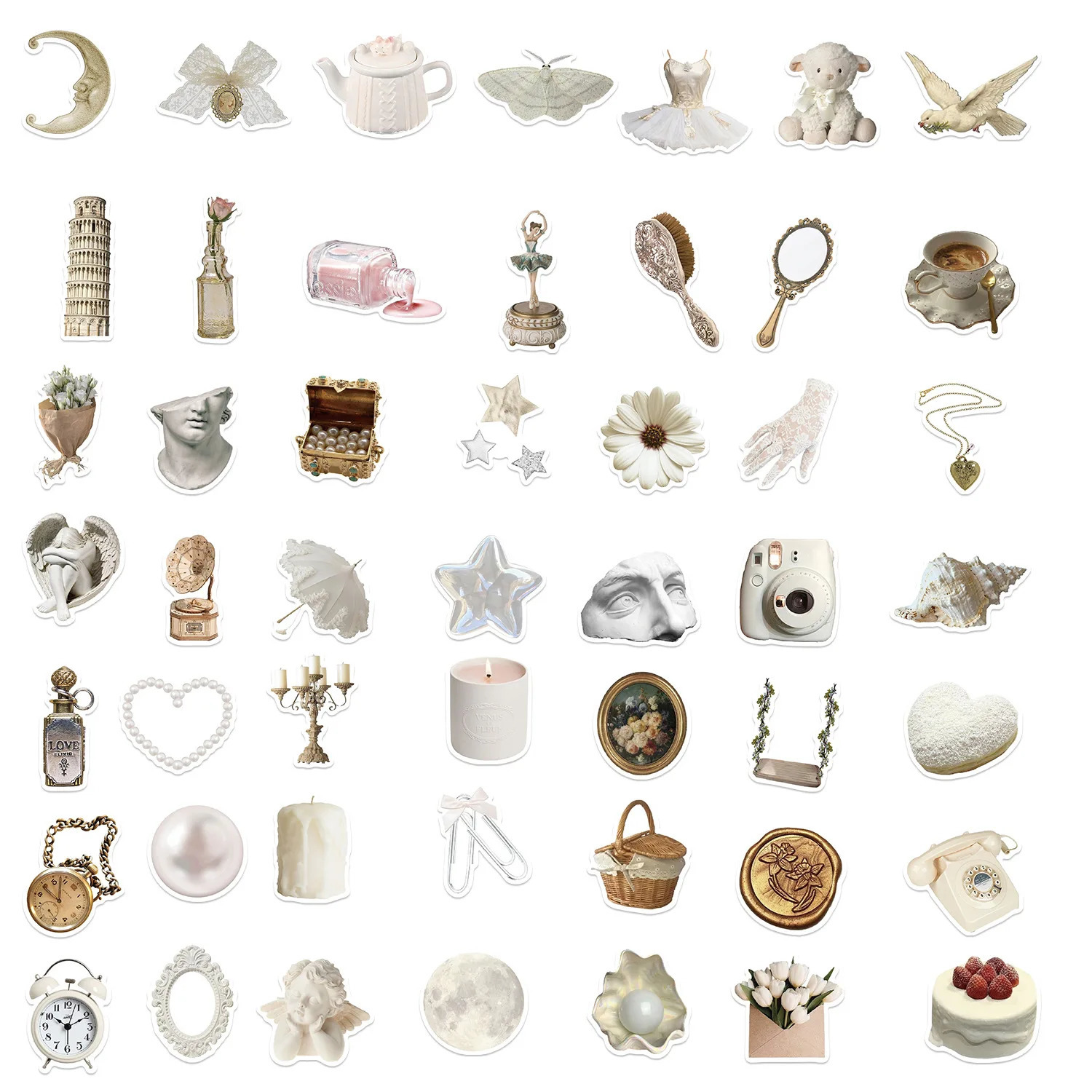 10/30/50 pieces of white Ins waterproof graffiti stickers aesthetic decoration luggage cup laptop scraper laptop stickers 241205