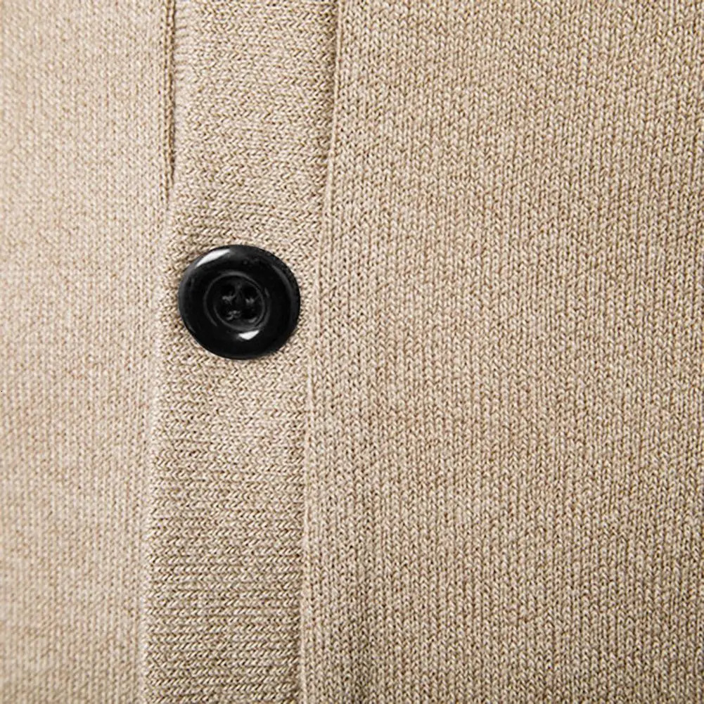 Autumn and Winter Mens Sweater Knitted Long Sleeve Single Chest Solid Color Open Collar 241206