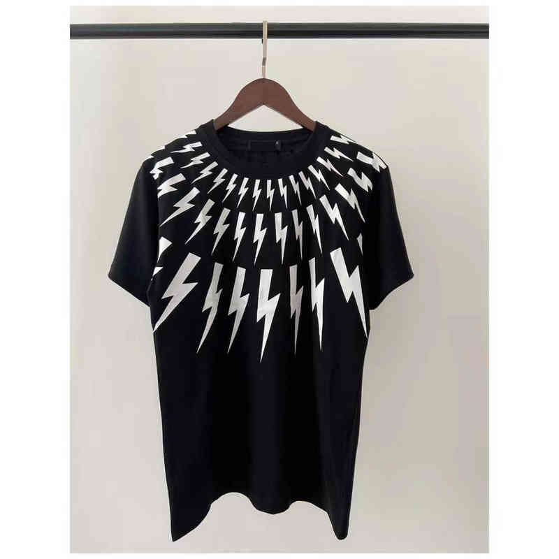 Mens T-Shirts European Street Style Neil Barrett Shirt New Lightning Series Short sleeved Tshirt 100% Cotton T Shirts Top for Women Tees 2025 Fashion