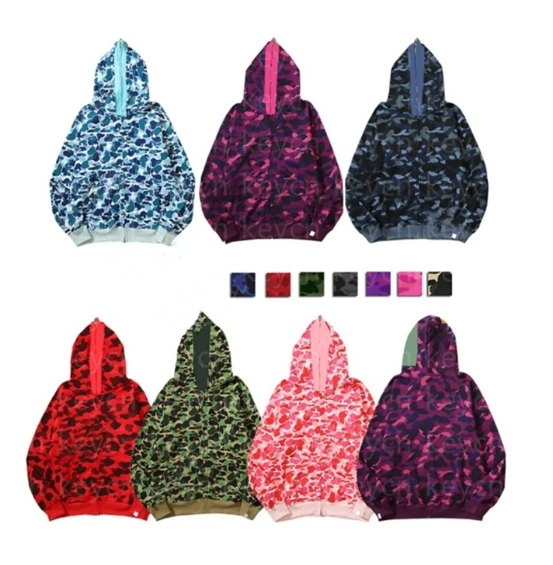 Men Hoodie Designer Zip Jackets Good quality Women Long Sleeves Hooded Casual Hoody Loose Camouflage Sweatshirts High Streetwear Coats Fleece Cardigan Tops