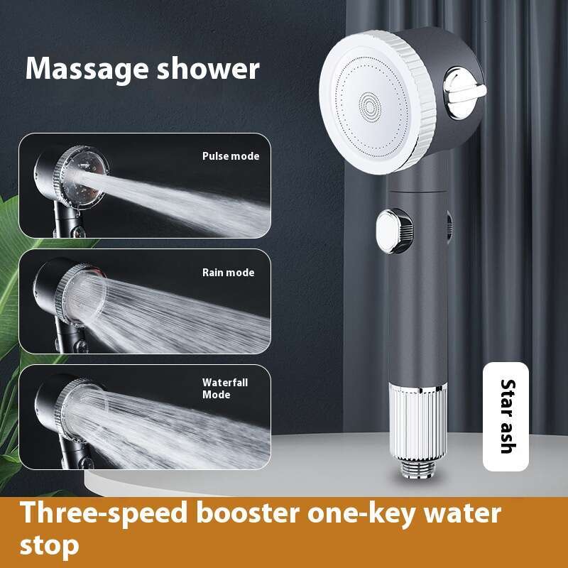 New Type Wearing Boosted Rubbing Handheld Massage Spray Head Silicone Rain Set Pressure Regulating and Water Stopping Shower