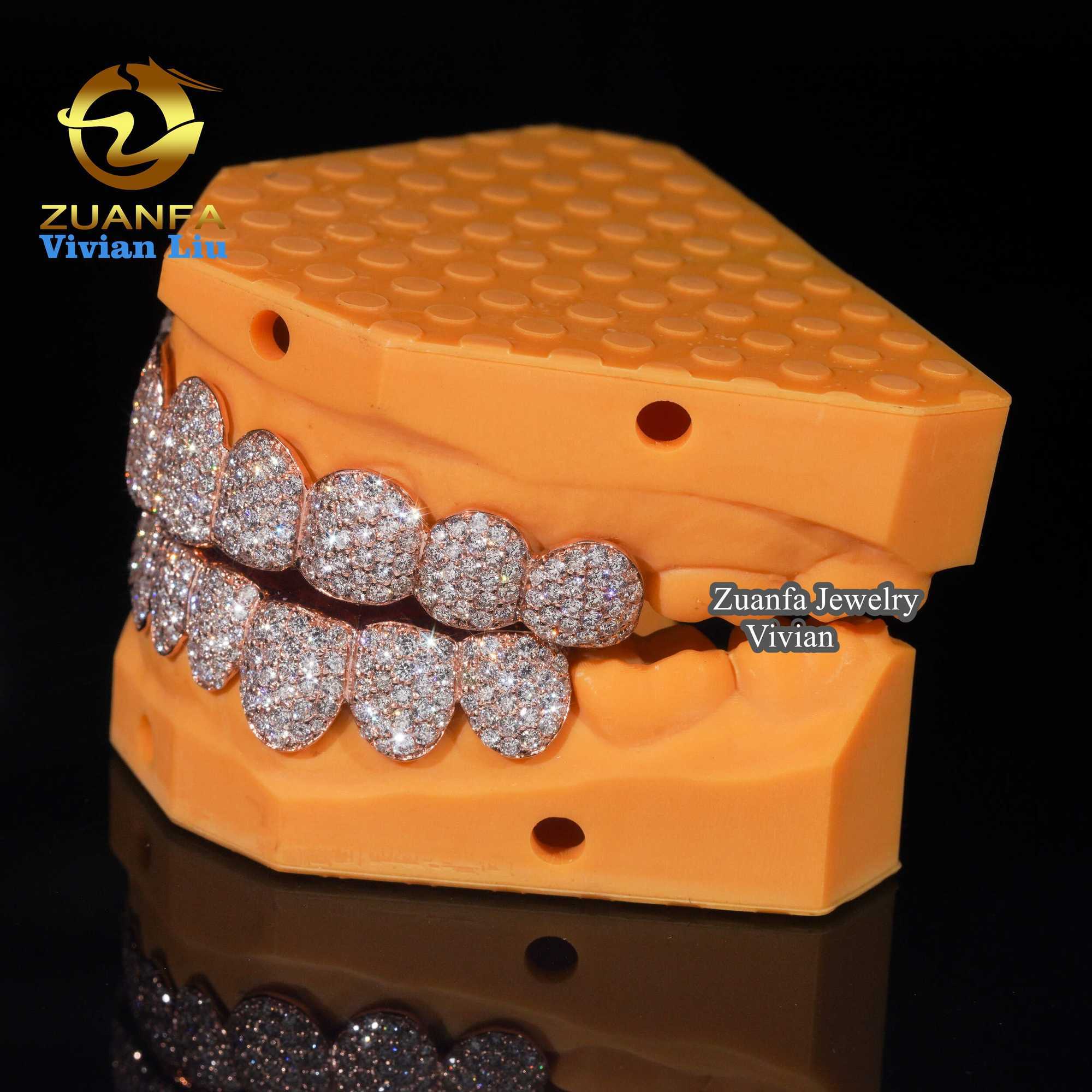 Hip Hop Jewelry Custom Silver 10K 14K 18K Real Gold Grillz Iced Out vvs Moissanite Lab Diamond HPHT Natural Diamond Grillz