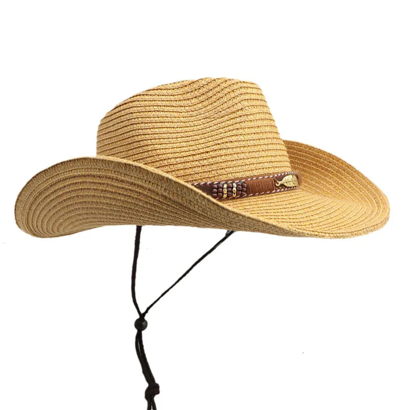 Summer Western Cowboy Hat Retro Style Sunset Cowboy Straw Hat 241206