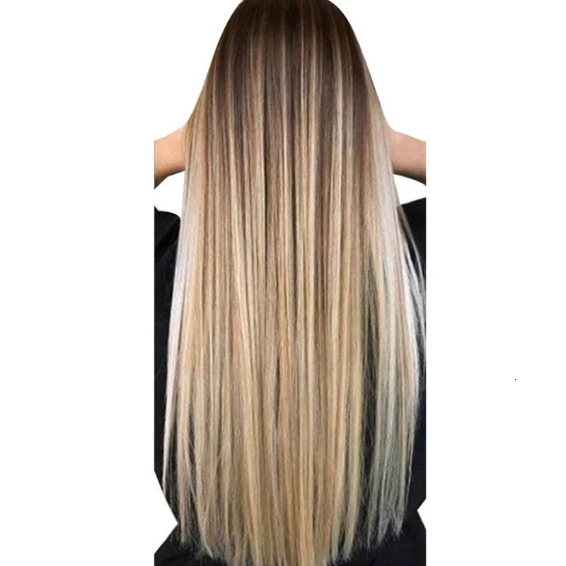 72cm womens long straight wig with hair net blonde synthetic wig suitable for daily wear 241205