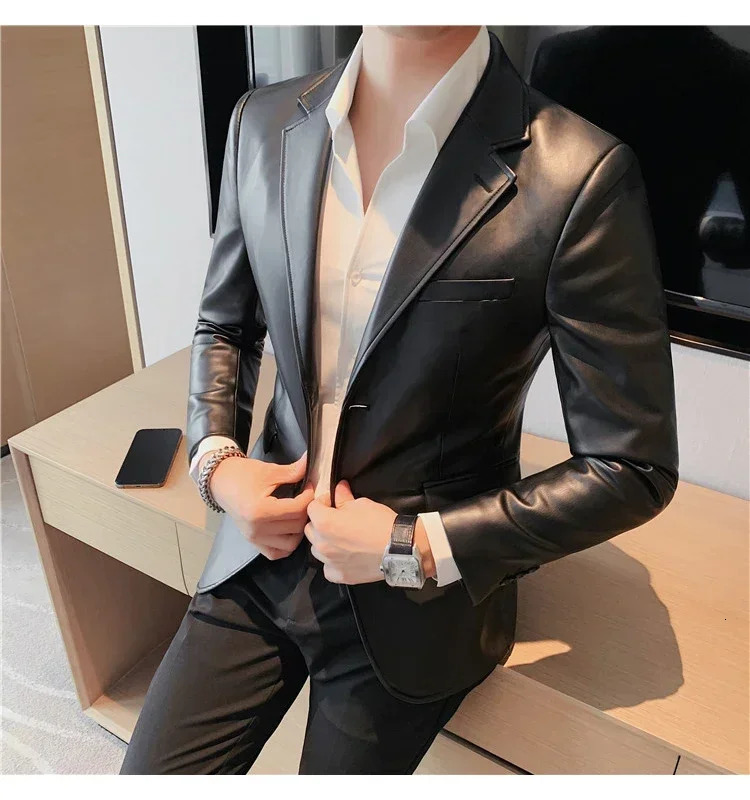 Slim Fit Fashion Casual Leather JacketsMan Coats Clothing Mens Autumn Jackets high quality Male 241202