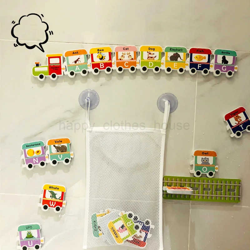 Baby Train Bath Toys Soft EVA Letter Puzzle Animals Alphanumeric Bathtub Water Toy Early Educational Kids Floating Bathroom ToysXJ241207