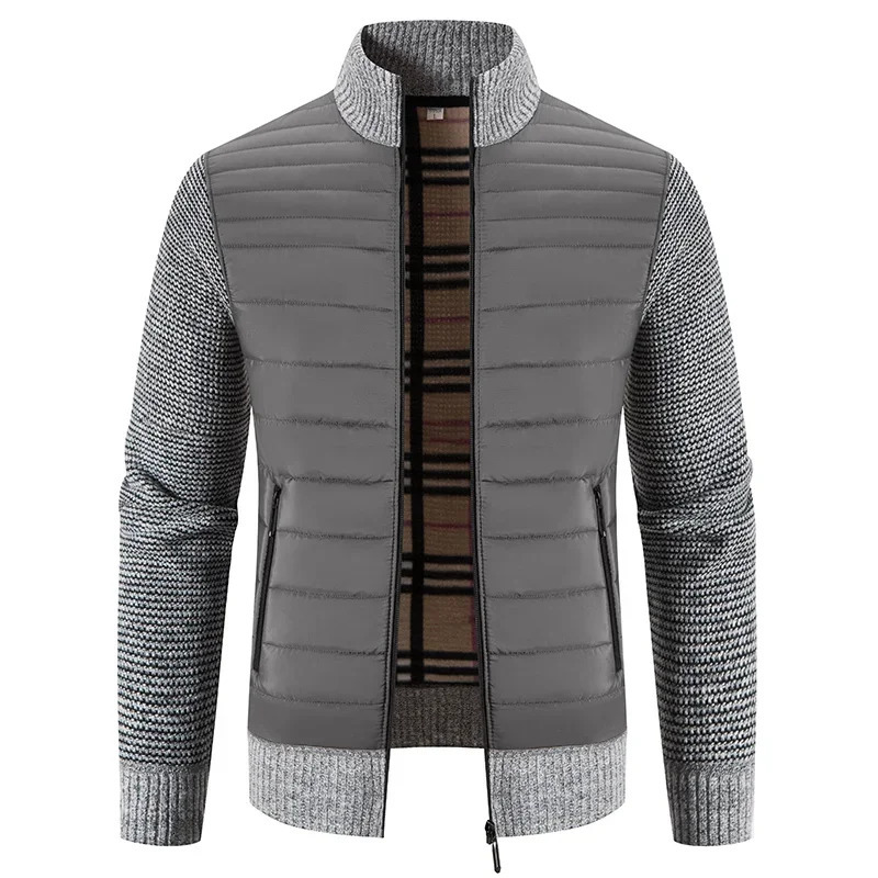 Mens knitted sweater winter warmth half collar zipper cardigan jacket casual and fashionable mens clothing 241206