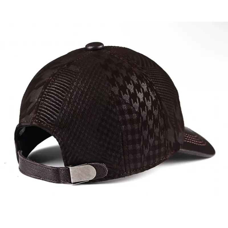2024 Spring/Summer Mens Genuine Leather Printed Baseball Hat Mens Casual Sheepskin 55-60 Adjustable Temperature Sprot Flying Hat 241206