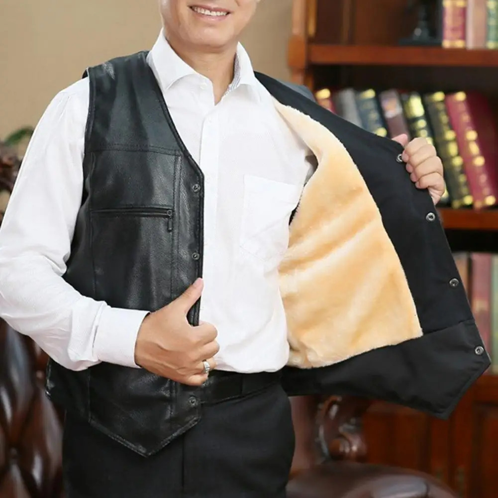 Men Vest Singlebreasted Stylish Faux Leather Motorcycle Vests for Warm Sleek Single Breasted Jackets Autumn 241202