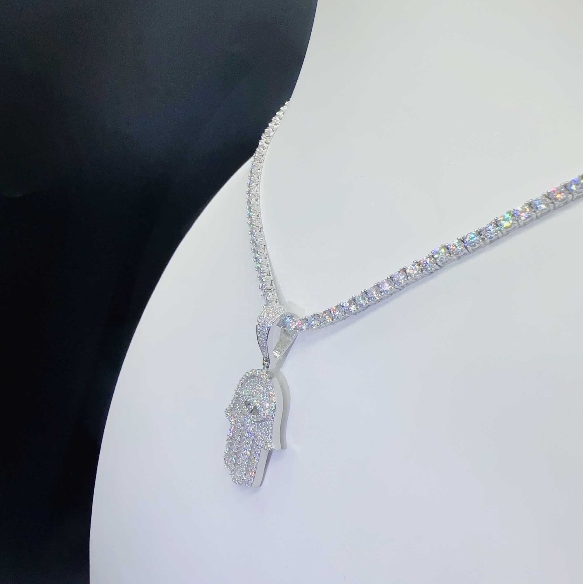 Sterling Silver 925 Jewelry Moissanite Hamsa hand pendant VVS Diamond Iced Out Pendant hip hop pass tester