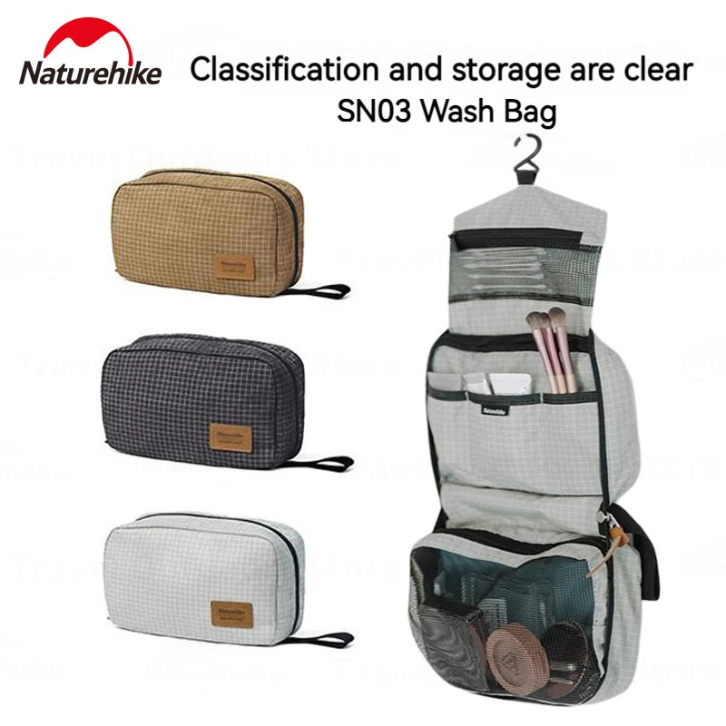 Outdoor Business Travel Hangable Toiletry Bag Waterproof Wet And Dry Swimming Portable Square Cosmetic Storage 241203