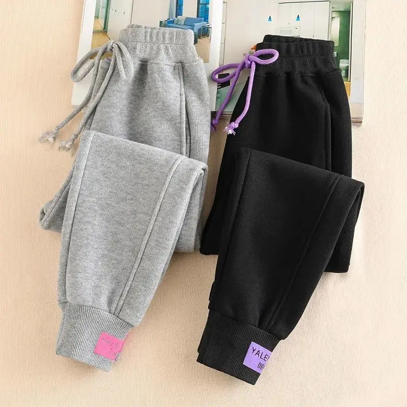 Gray women Sweatpants Autumn Winter Baggy Streetwear Oversize Sports Pants Black winter thick Joggers Trousers 241203