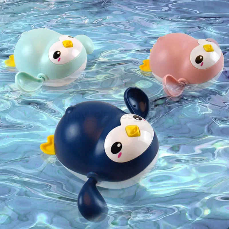 Baby shower toy animal cute penguin classic baby water toy baby swimming chain clockwork toy for kidsXJ241207