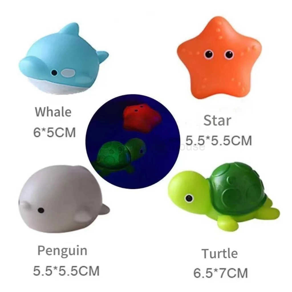 Pool Par Glowing Toys Bath Time Funny Bathtub Toy Water Sensor Luminous LED Ocean Animal Water Floating Toy For Baby InfantXJ241207