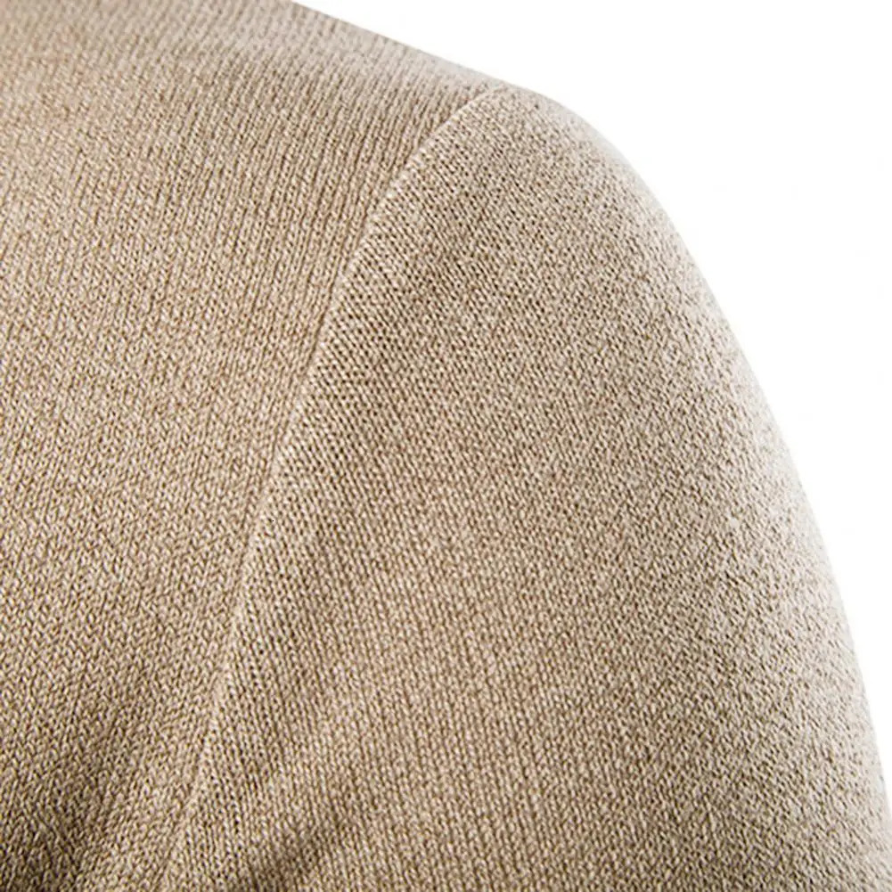 Autumn and Winter Mens Sweater Knitted Long Sleeve Single Chest Solid Color Open Collar 241206