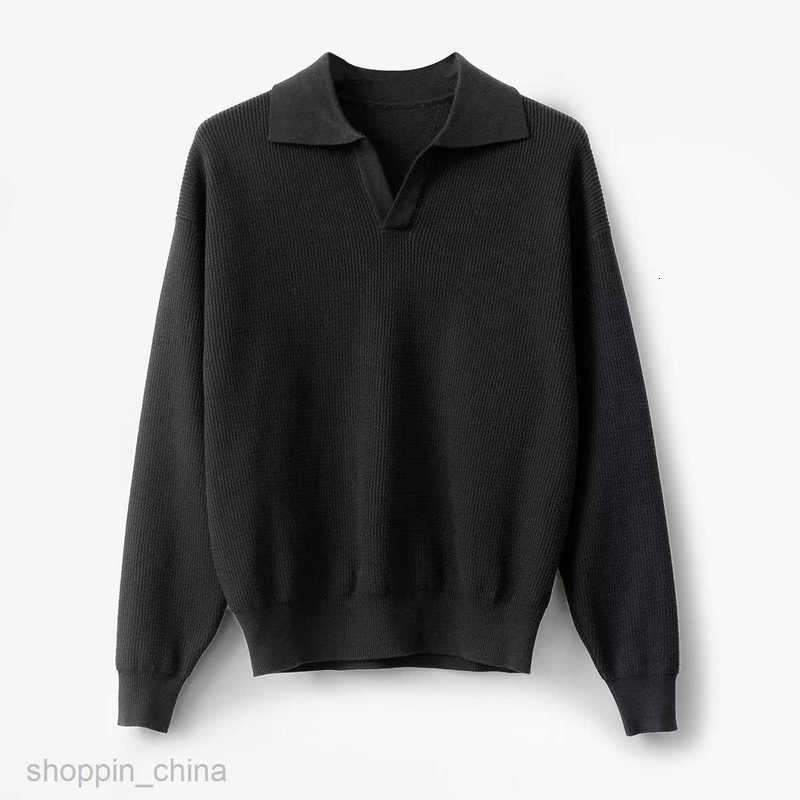 Men's Sweaters V-neck knitted sweater pullover sweater thick needle lapel men POLO long sleeved American solid color spring and autumn new top