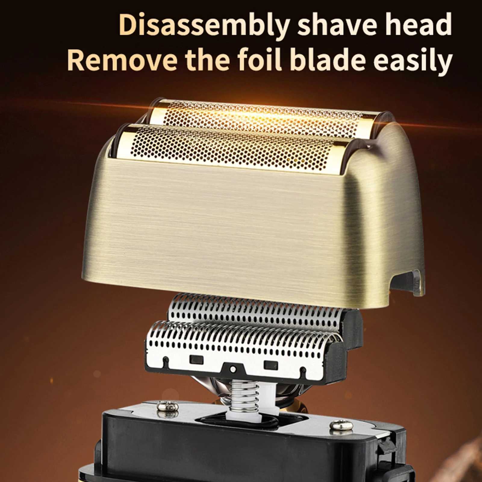 Mens Full Metal Razor Dual Mesh Reciprocating Razor High Speed Beard Razor Balders LCD Dual Reciprocating Heads 8800rpmXJ241207