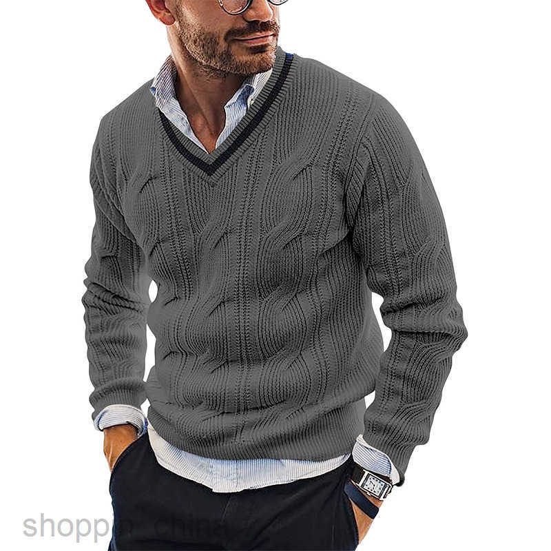 Men's Sweaters V-neck sweater men fashion slim fit long sleeved knitted top 2024 autumn/winter new sweater