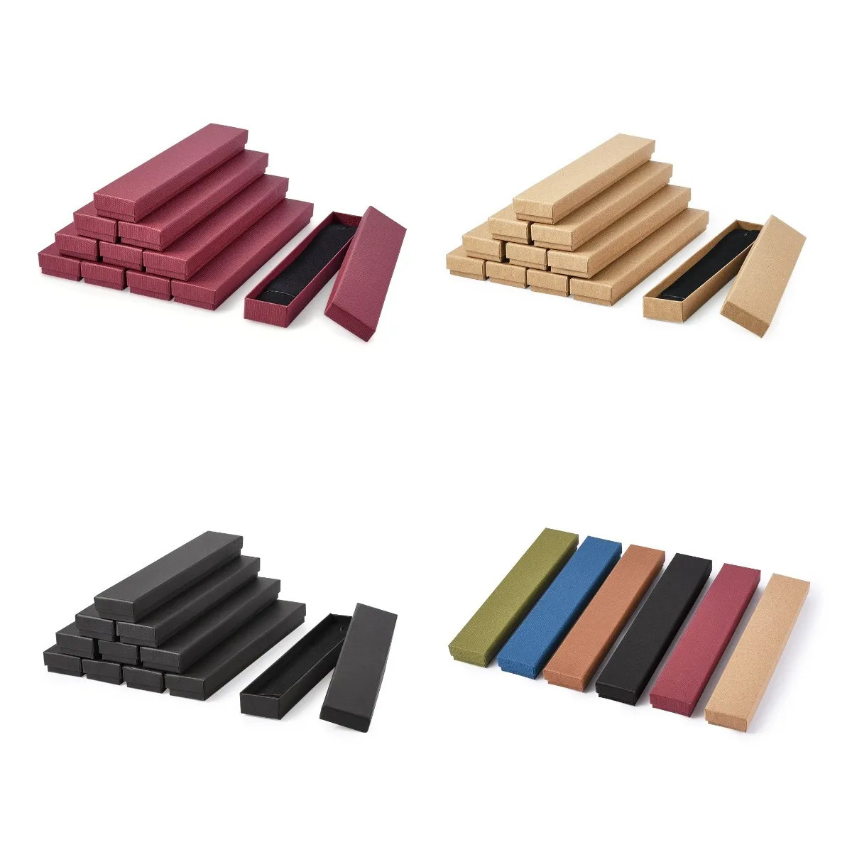 12 rectangular cardboard jewelry storage boxes for necklace bracelet packaging display gift box wholesale 21x4x2cm 241206