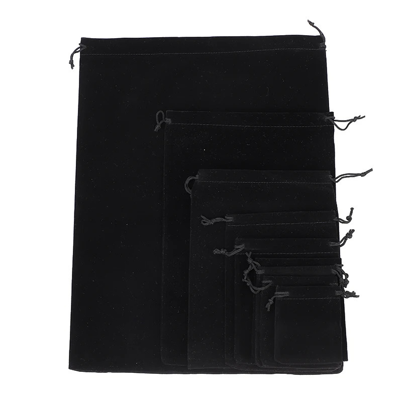 100 pieces/batch drawstring velvet bags jewelry bags 5x7 7x9 8x10 10x12cm wedding party gift packaging bags custom printing 241206