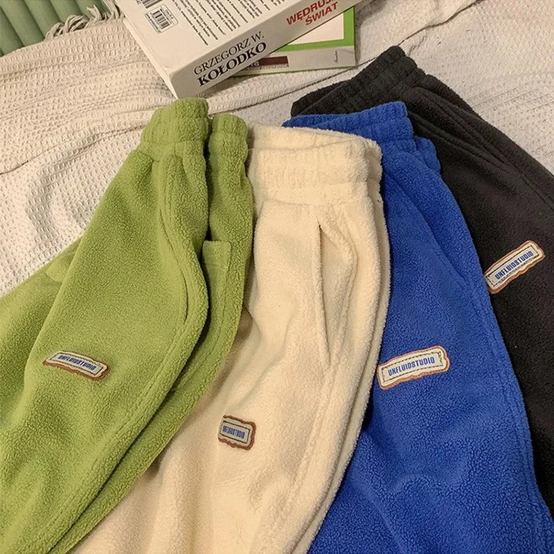 Cashmere sports pants womens velvet legs winter casual harem pants thick wool warm runners streetwear bags sportswear 241202