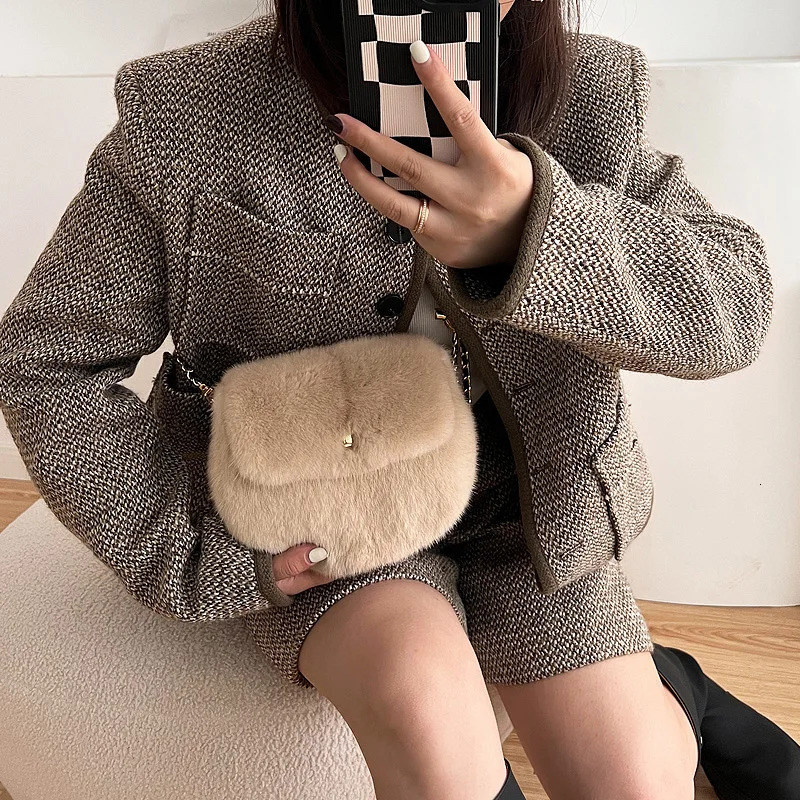 mink womens bag winter handbag womens cross body single cross body shoulder bag womens fluffy evening bag 241206