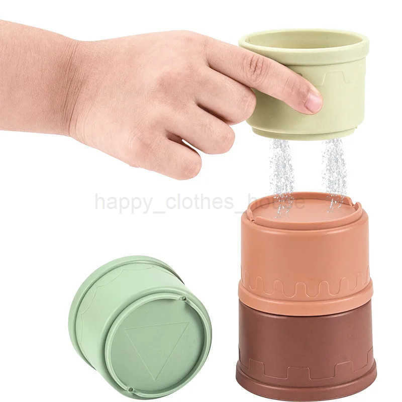Baby Bath Toys Stacking Cup Toys Colorful Early Educational Intelligence Gift Boat-shaped Stacked Cup Folding Tower ToysXJ241207