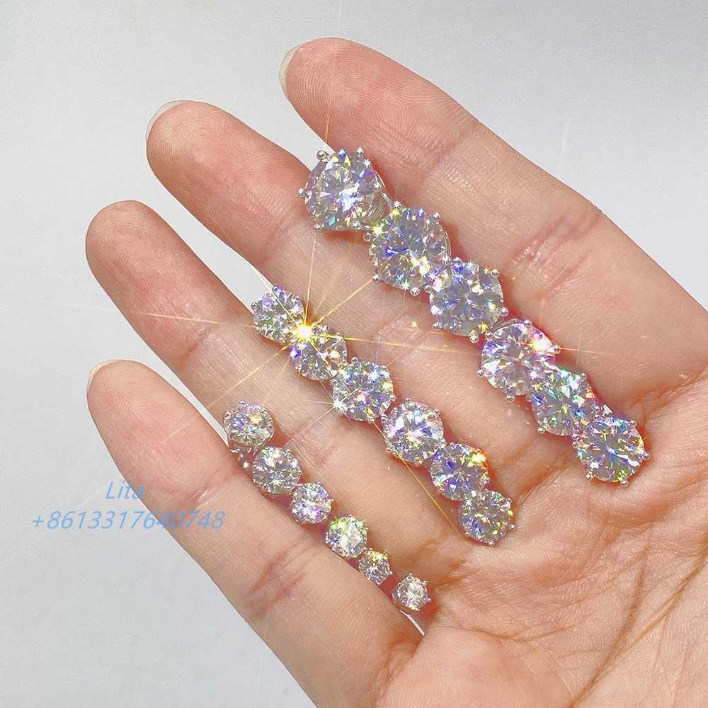 Pass diamond tester classic 6 prong 925 sterling silver moissanite screw back stud earrings