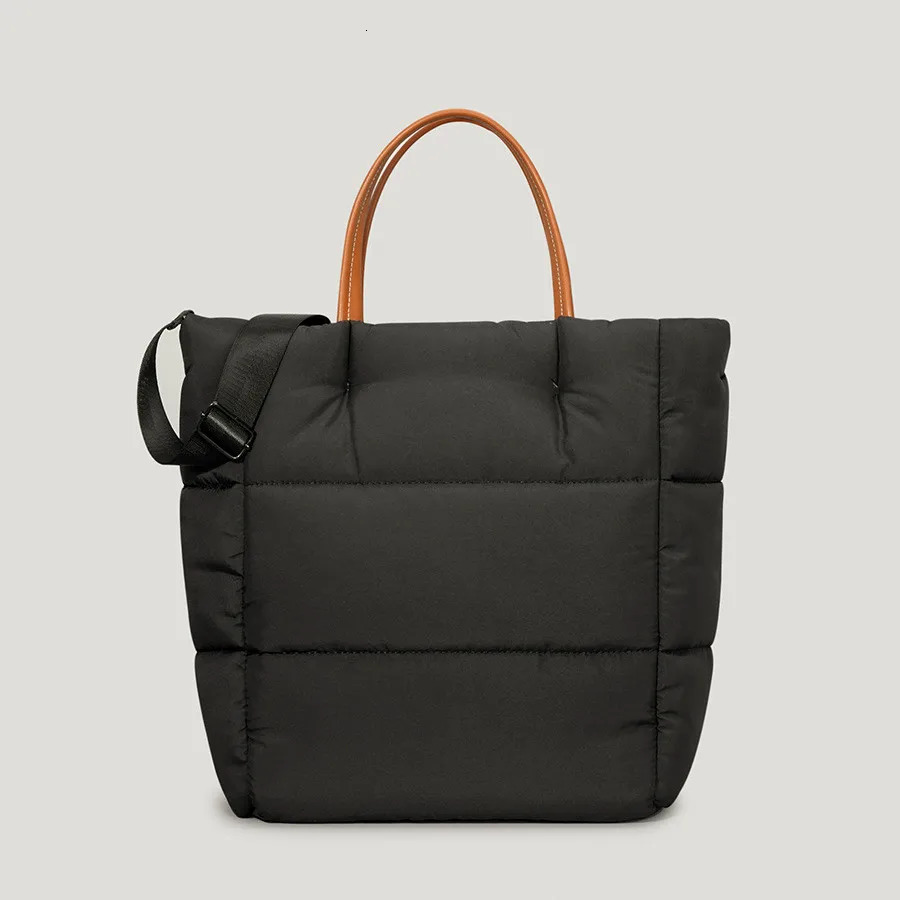 High end down big womens handbag winter contrasting color retro cloud shoulder bag womens space cushion jacket handbag 241205