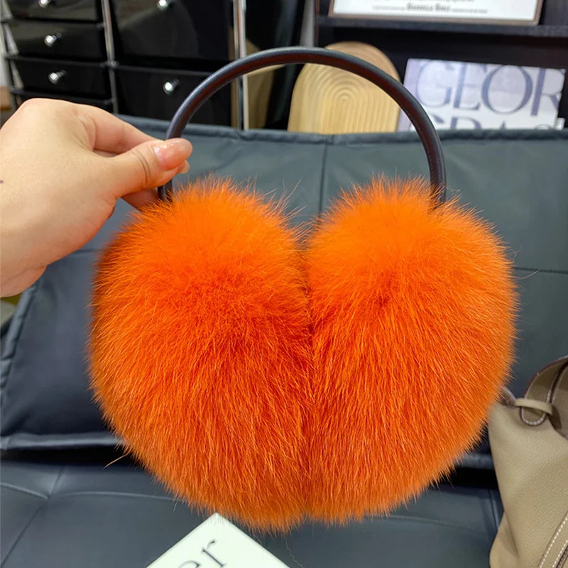 Solid plush earmuffs warm winter earmuffs fox fur earmuffs fashionable earmuffs outdoor cold protection earmuffs foldable earmuffs 241205