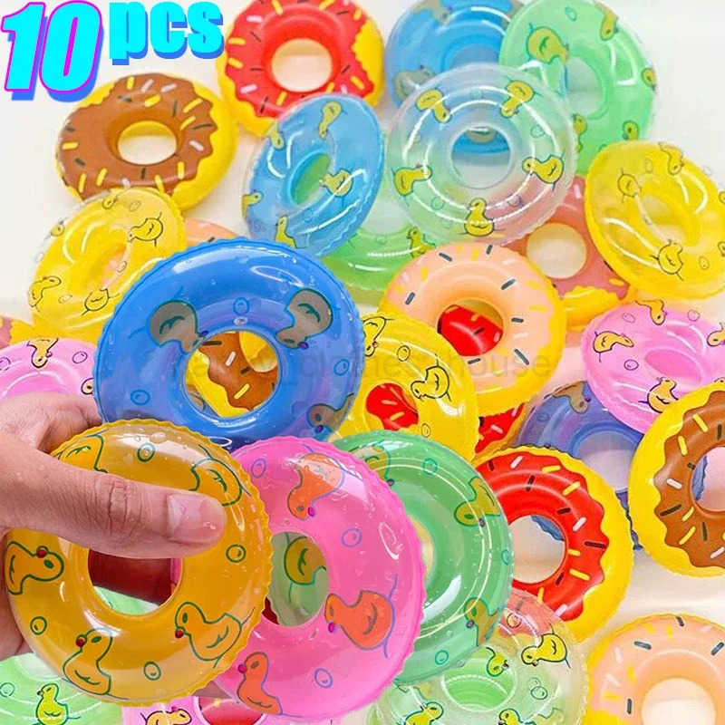 Kids Mini Swim Ring Bath Toy Swimming Pool Float Circle Ring Toys Toy Baby Funny Doll Floating Rubber Bath Inflatable GamesXJ241207