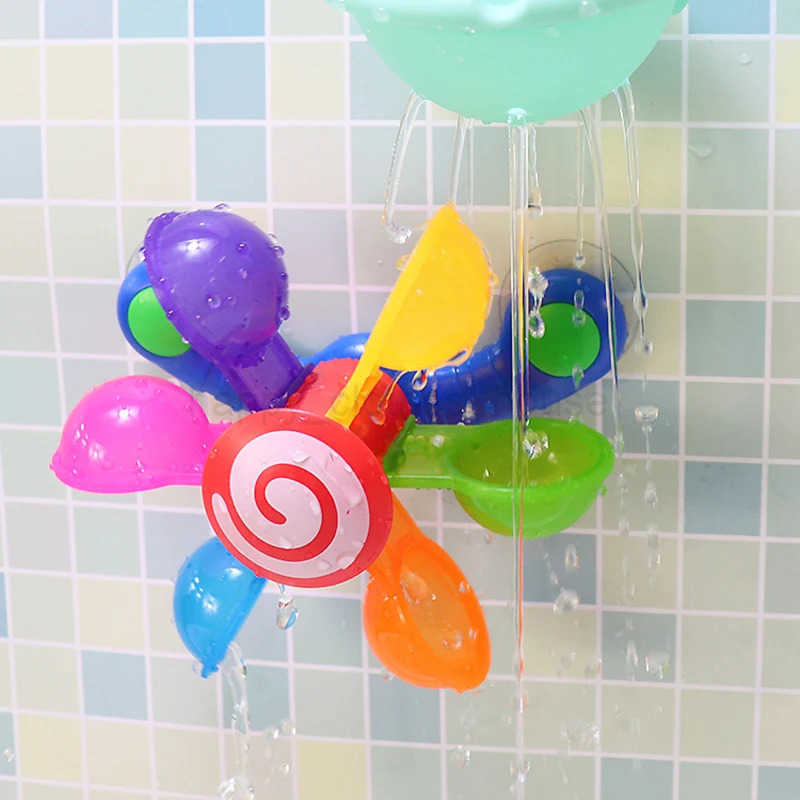 Colorful Waterwheel Bathing Sucker Baby Bath Toys Bathtub Water Spray Play Set Shower Sprinkler Toy For KidsXJ241132
