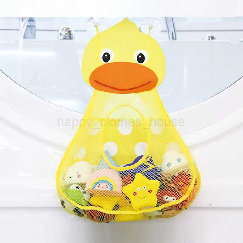Baby Bath Toys Cute Duck Frog Mesh Net Storage Bag Strong Suction Cups Bath Game Bag Bathroom Organizer Water Toys for Kids GiftXJ241207