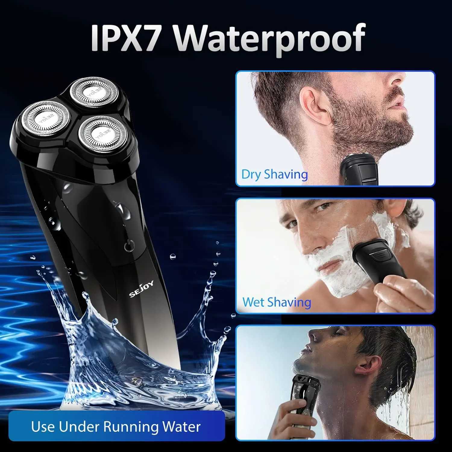 SEJOY Cordless Electric Razor Mens Electric Shavers Rechargeable Wet Dry Shaving Machines Pop Up Trimmer for TravelXJ241207