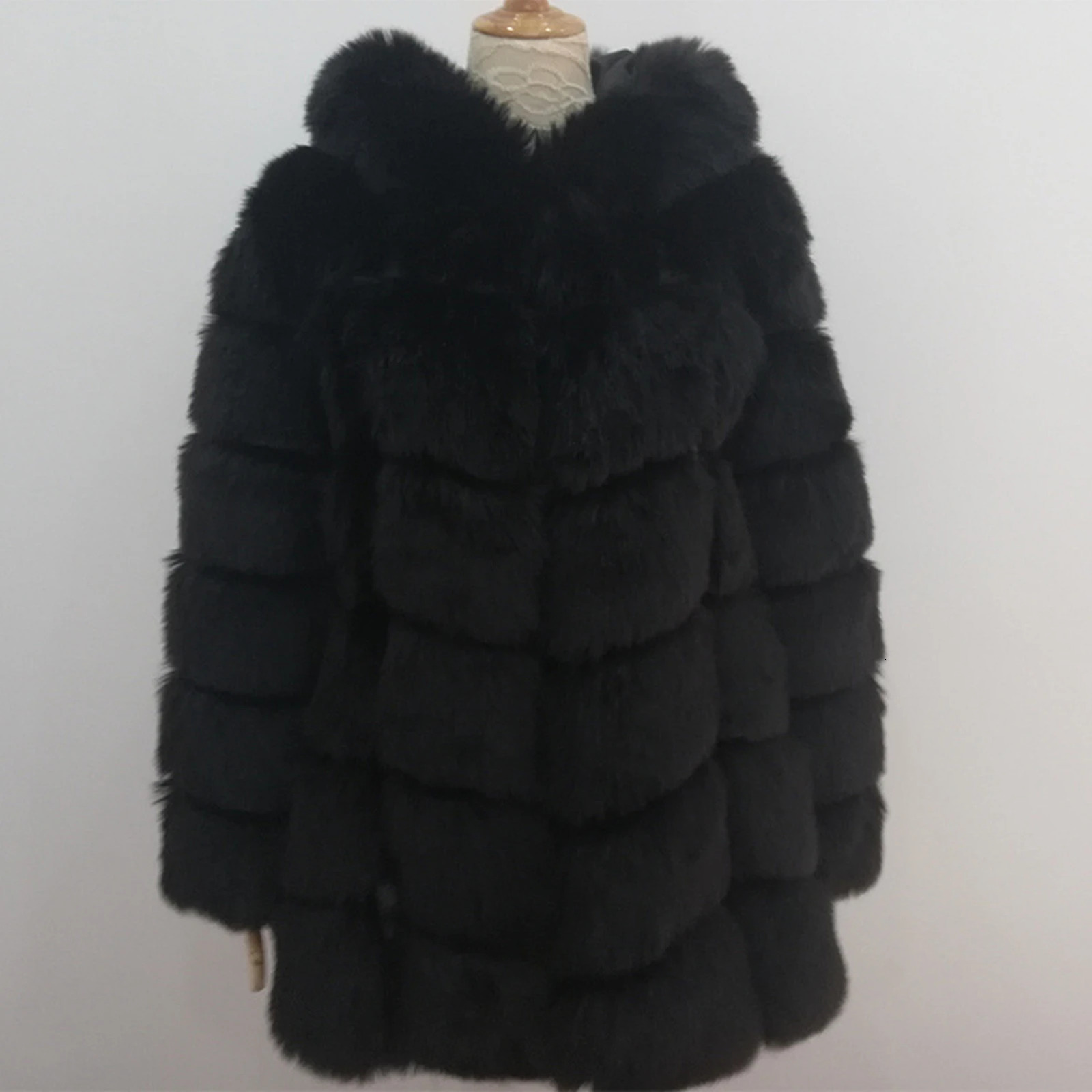 Womens Winter Artificial Fox Fur Coat Long Sleeve Artificial Fur Coat 241202