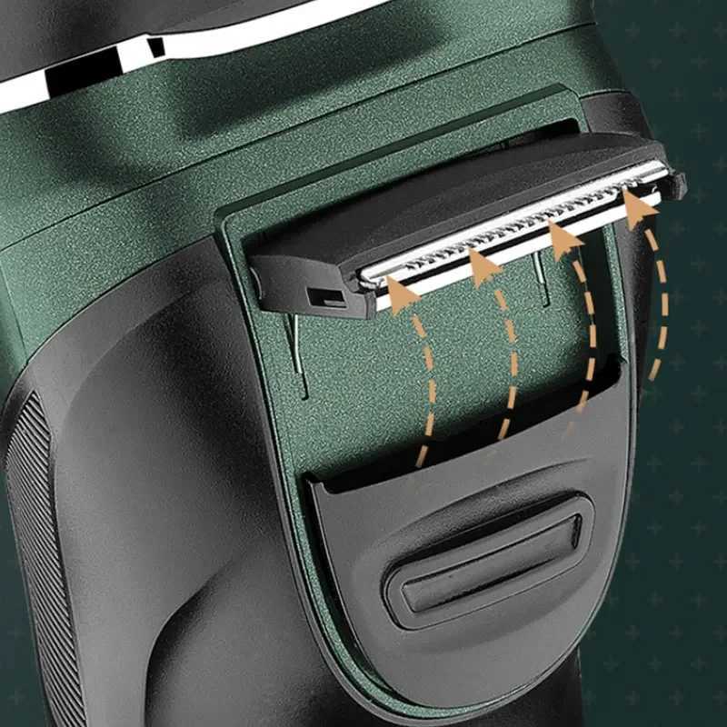 Kemei KM-2805 USB Rechargeable Intelligent Anti Pinch Electric Shaver With Base IPX7 Washable Three Cutter Head Rotary RazorsXJ241207