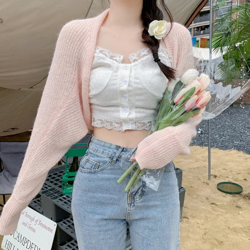 Combhasaki Womens Summer Open Front Bolero Shrug Long Sleeve Solid Color Sunscreen Transparent Knitted Crop Cardigan 241206