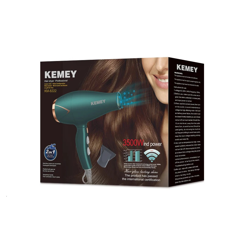 Kemei 3500W and Cold Wind Hair Dryer Foldable Compact Blow Dryer Hairdryer Hair Styling Tools for Salons and Household Use 241206