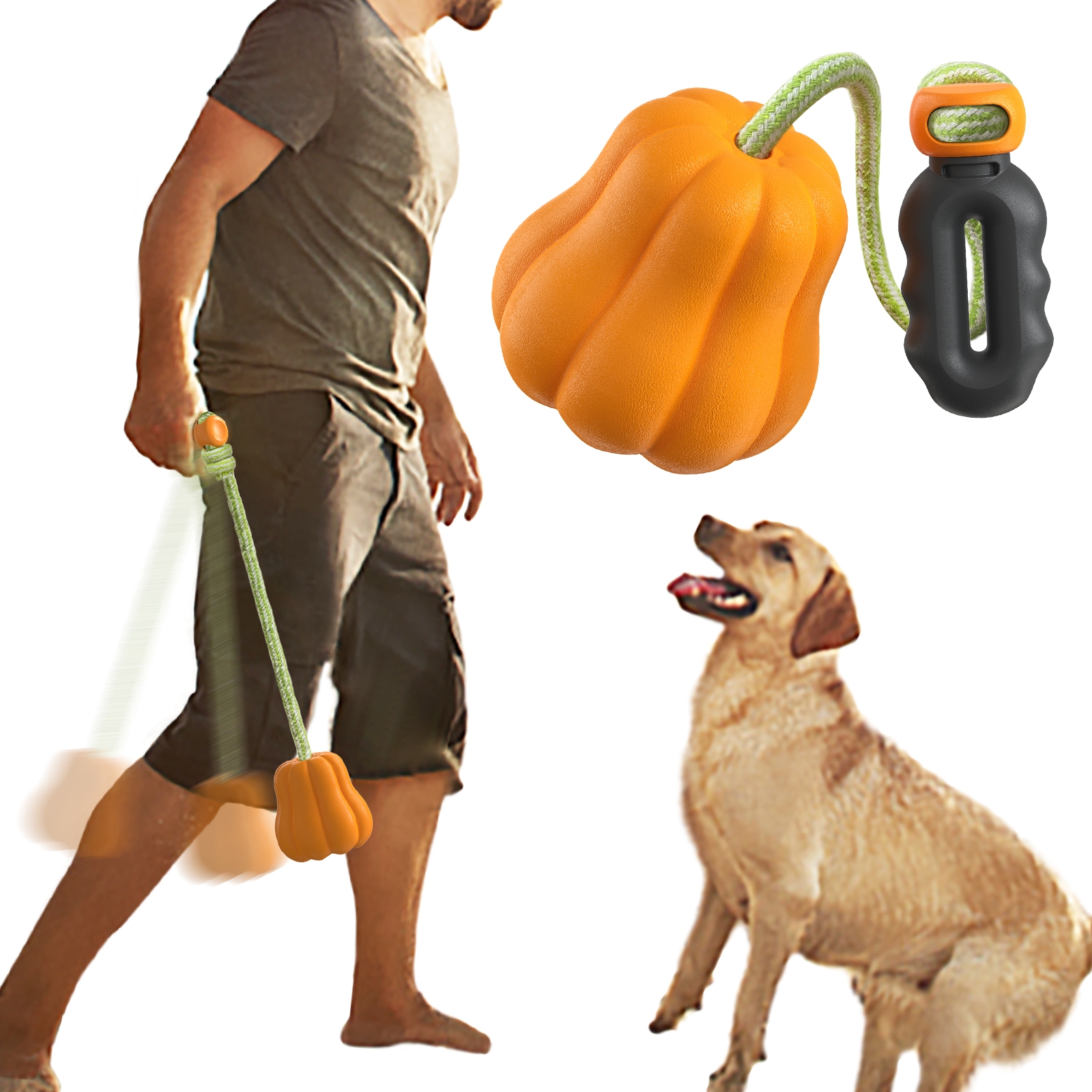 Outdoor Interactive Dog Gnawing Pumpkin Rope Toy