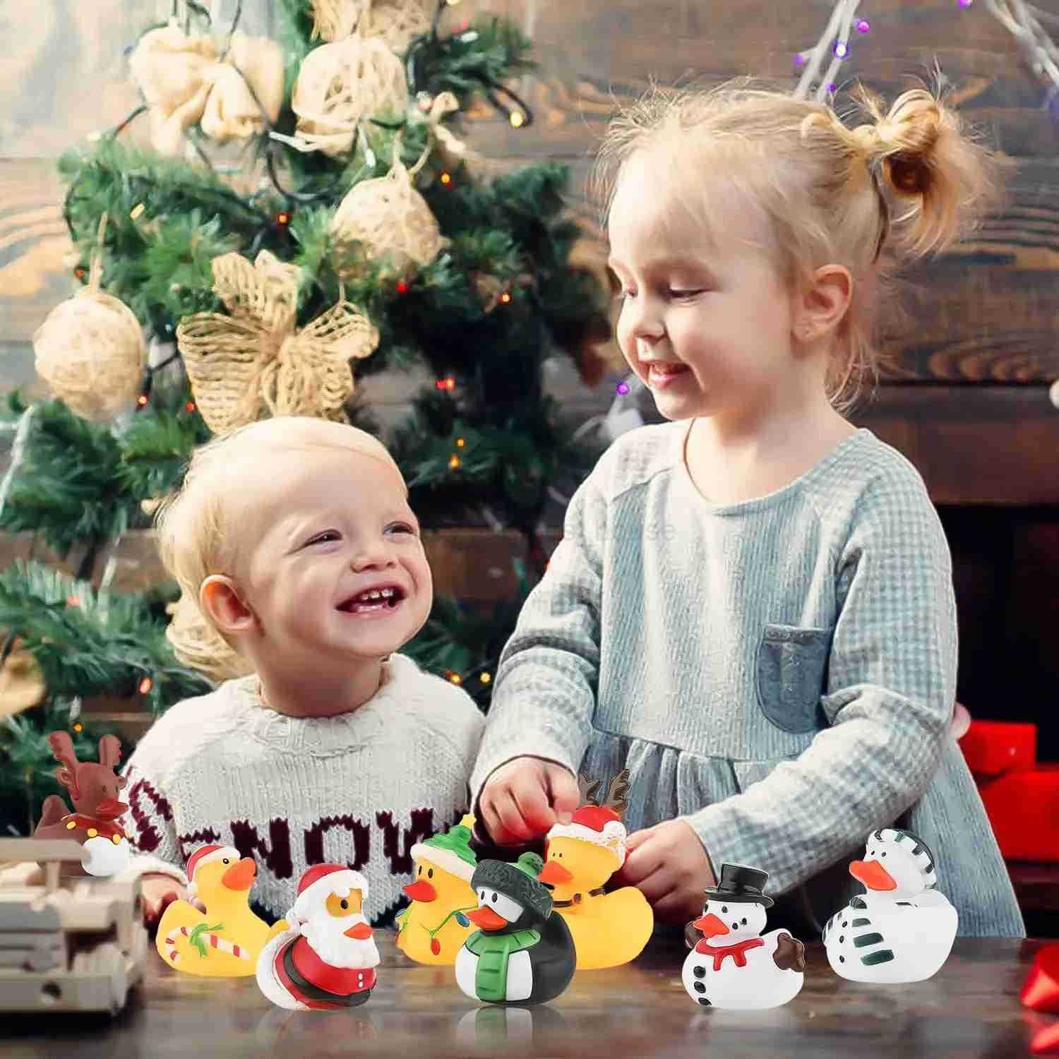 2/6/12PC Christmas Rubber Ducks Rubber Ducky Toys Cute Holiday Rubber Ducks Ducking for Holiday Celebrations ParXJ241207